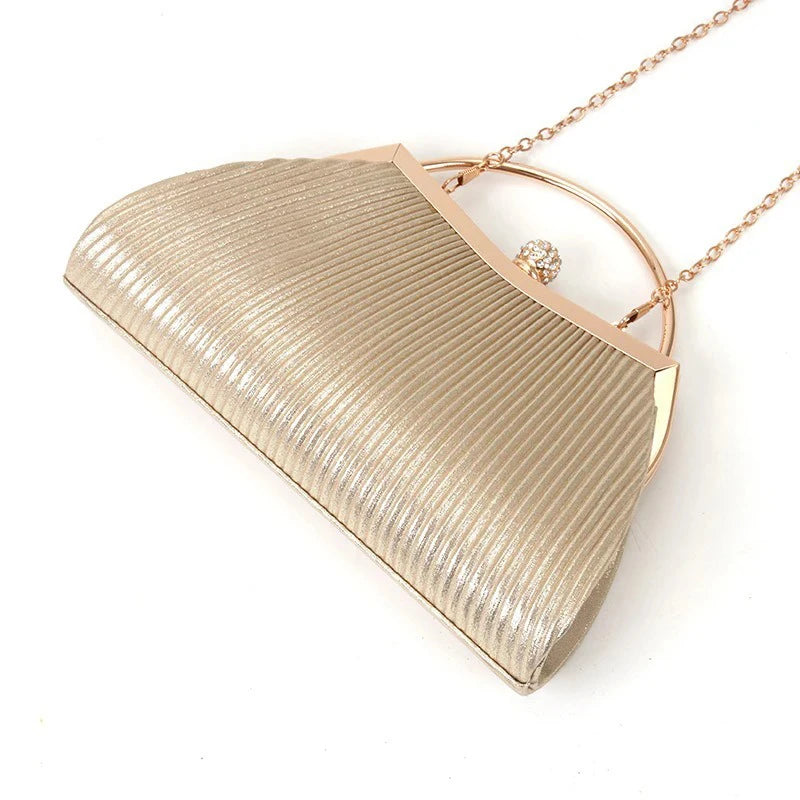 Ladies' Wedding Clutch Bag Cross-border Diamond-encrusted Dinner Bag Folded Metal Handbag Mini Bag
