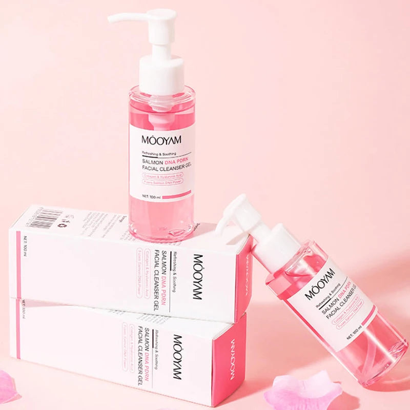 Salmon Pink PDRN Skincare Set Firming Soothing Massage Eye Cream Glow Moisturizing Toner Oil Control Cleansing Gel Facial Wash