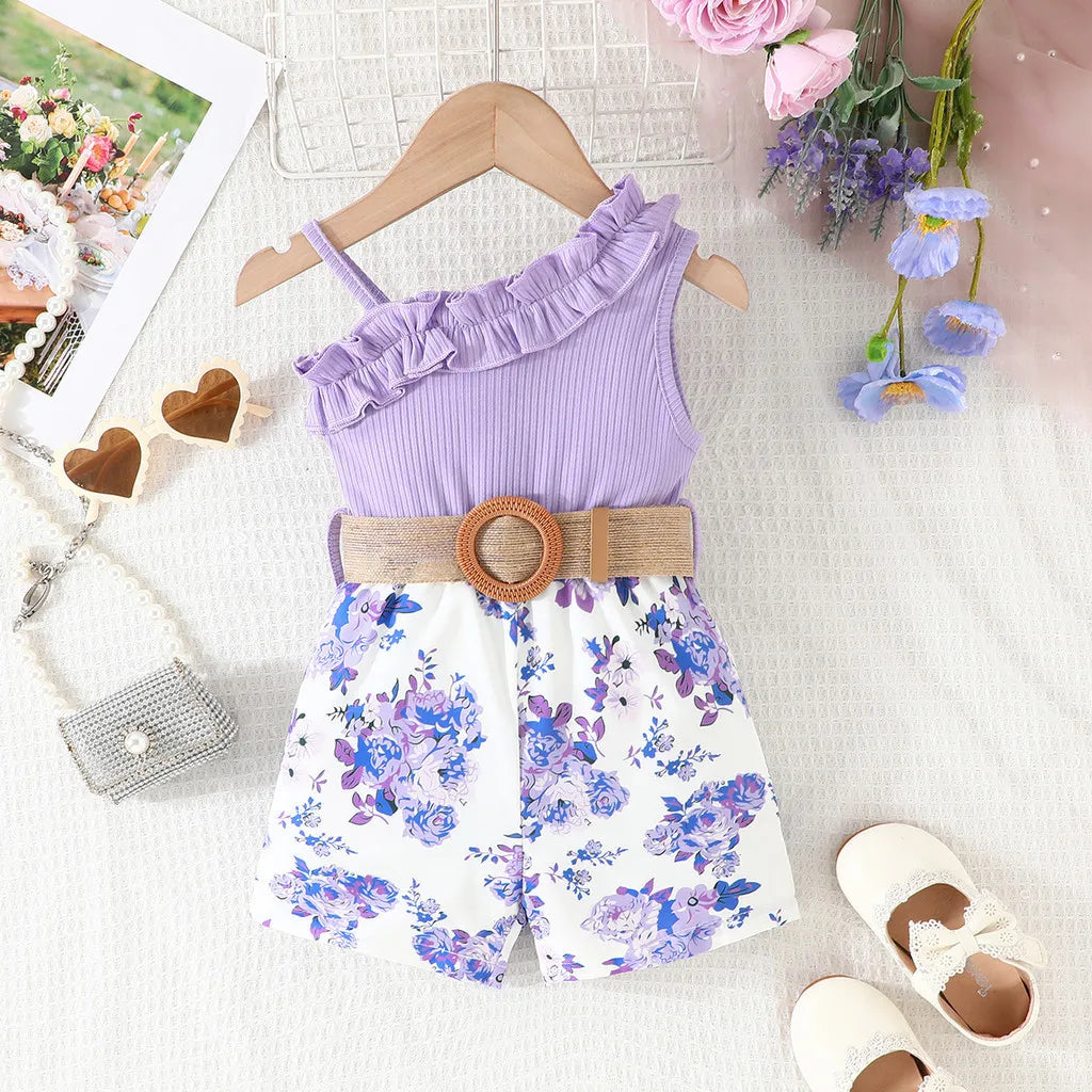 Kids Clothes 9 Months to 4 Years old Floral Off Shoulder Onesies