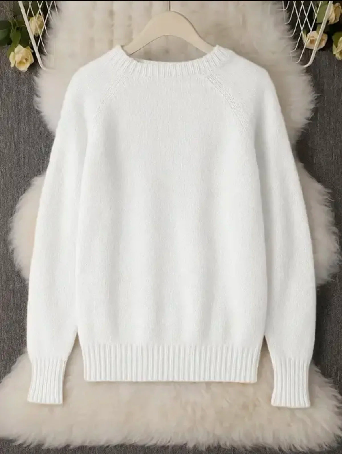 Women Fluffy Mohair Sweater Crew Neck Raglan Long Sleeve Knit Pullover Loose Casual Soft Warm Jumper Autumn Winter Knitwear Tops