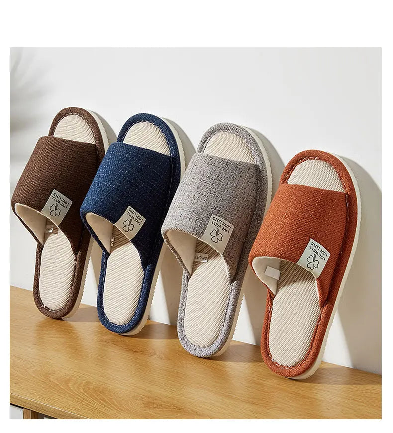 Men’s Indoor Hemp Cotton Slippers – EVA Sole Comfort Shoes (K293-A)