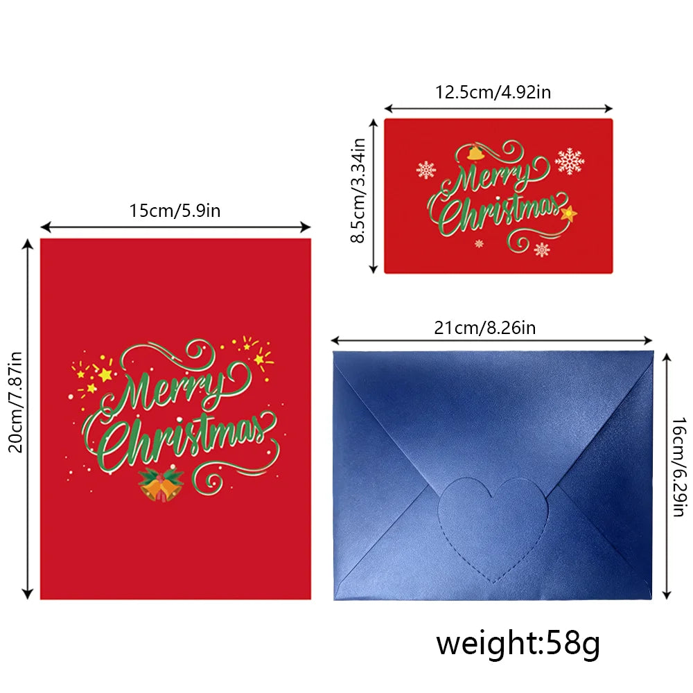 Christmas 3D Pop‑Up Greeting Card,Handmade Festive Xmas Pop‑up Card with Envelope,Merry Christmas Holiday Blessing Card forParty