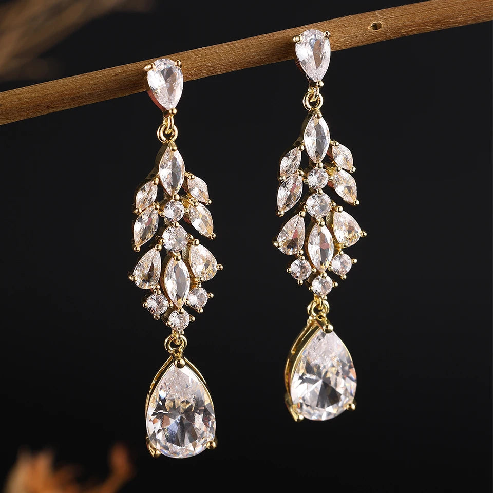 ZAKOL Clearance AAA Cubic Zirconia Wedding Bridal Dangle Earrings for Women Shiny Zircon Luxury Party Jewelry