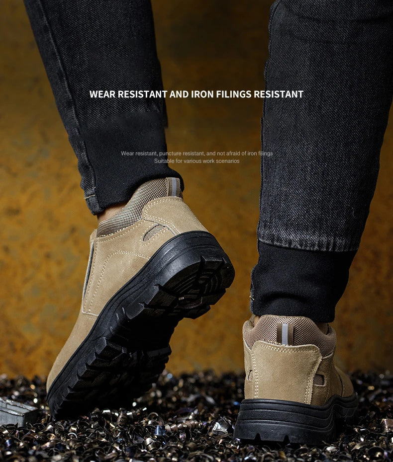 NYWOOH Men Anti Puncture Work Sneakers Breathable Safety Boots Male Soft Sole Wear Resistant Shoes Non-slip Protective Footwear