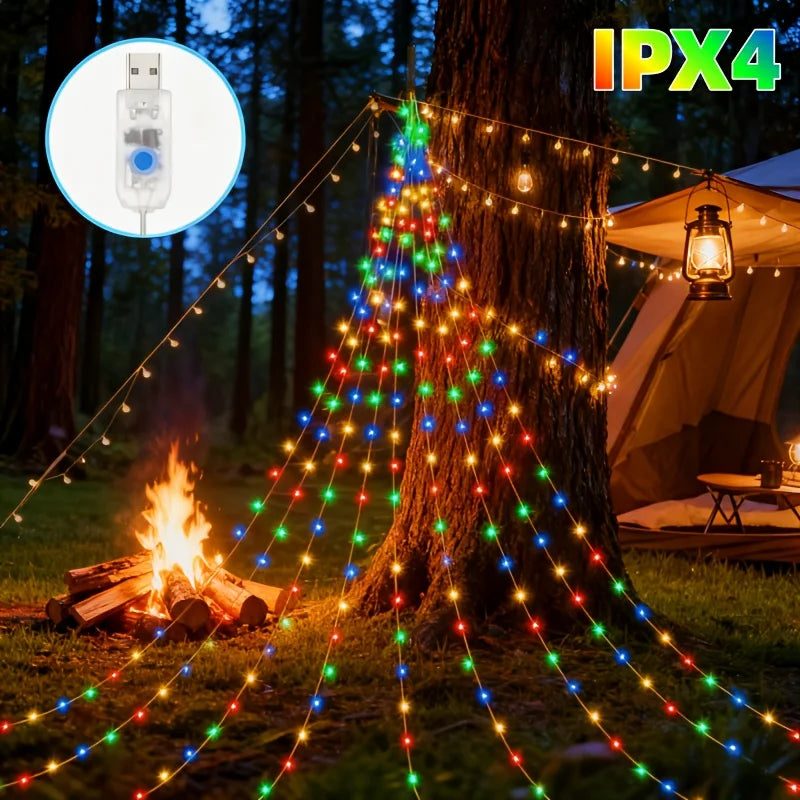 1PC Christmas Outdoor Waterfall Light String, 8 Lighting Modes, Suitable for Trees, Patios, Walls,And Ceilings for Holiday Party