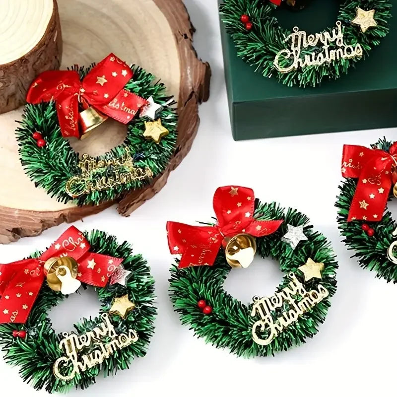 12pcs Chrismas Mini Flower Wreath for Various Scene Venues, Can Be Used As Atmosphere Setting Decoration, Holiday Decoration