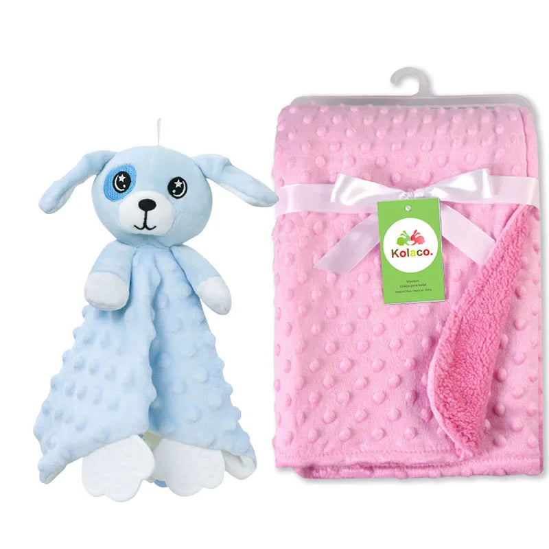 Newborn Baby Blanket with Name Custom Stroller Sleeping Dolls Animal Security Towel Gift Set for Baby Shower Gifts