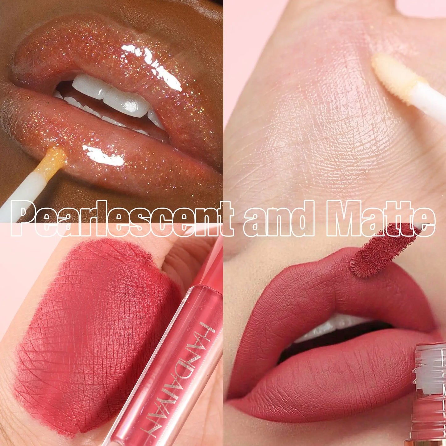 4Pcs Non-Stick Cup Matte Finish Liquid Lipstick Kit Long-Lasting Waterproof Highly Pigmented Clear Lip Gloss Set for Gift Beauty