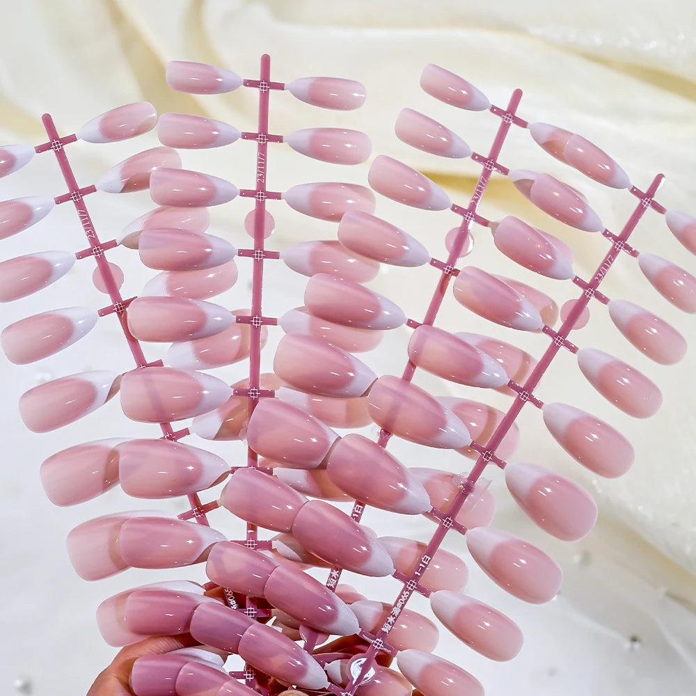 120Pcs Medium French Almond Press On Nails أظافر لاصقة فرنسية لوزية متوسطة – 120 قطعة