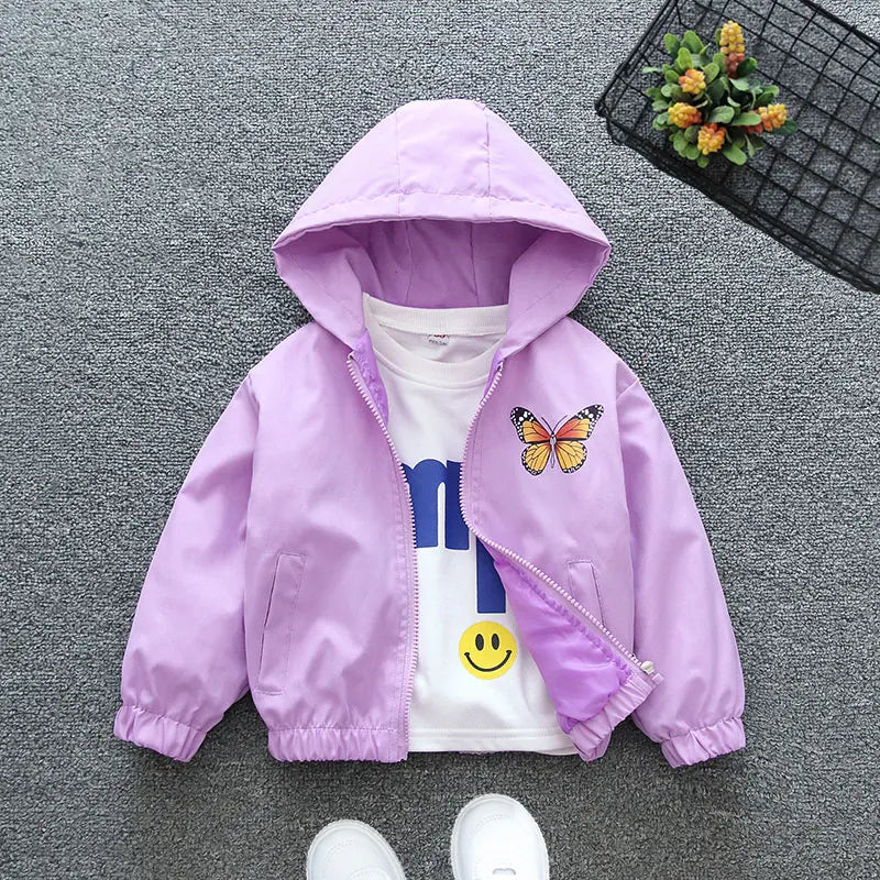 3 - 10 - Year - Old Girls' Spring - Autumn Outerwear: Jackets Featuring Adorable Butterfly Motifs