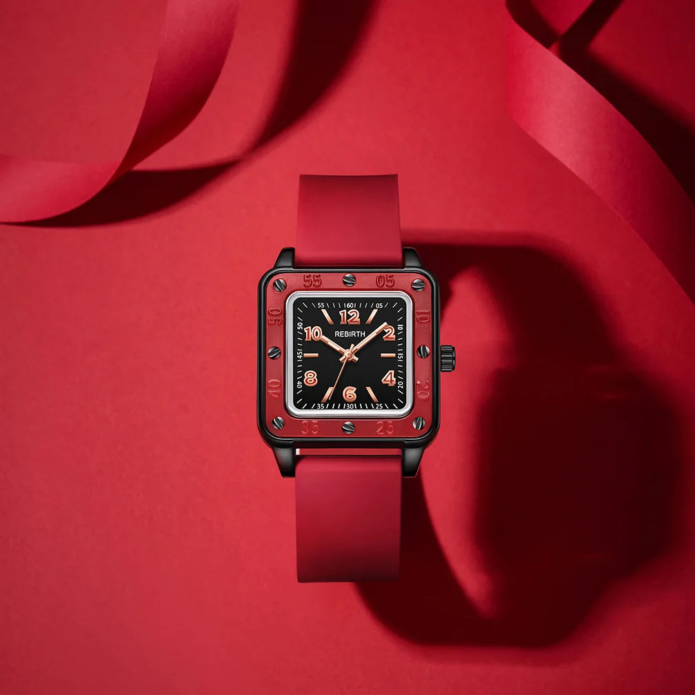 Square Silicone Band Women’s Watch – Quartz
