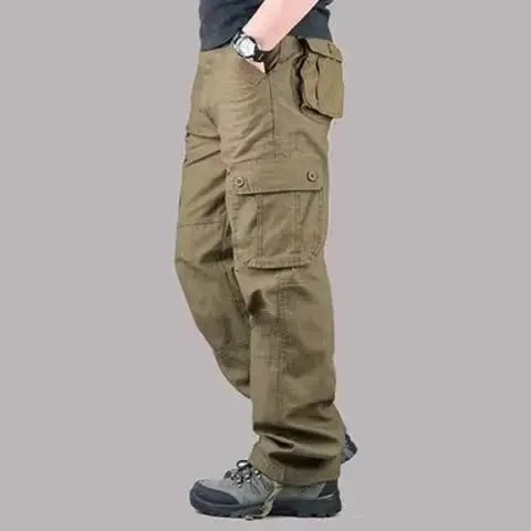 Multi-PocketCargo Pants Men Loose-Fit Casual Pants Outdoor Straight-Leg Tactical Pants Durable Workoveralls Trendy