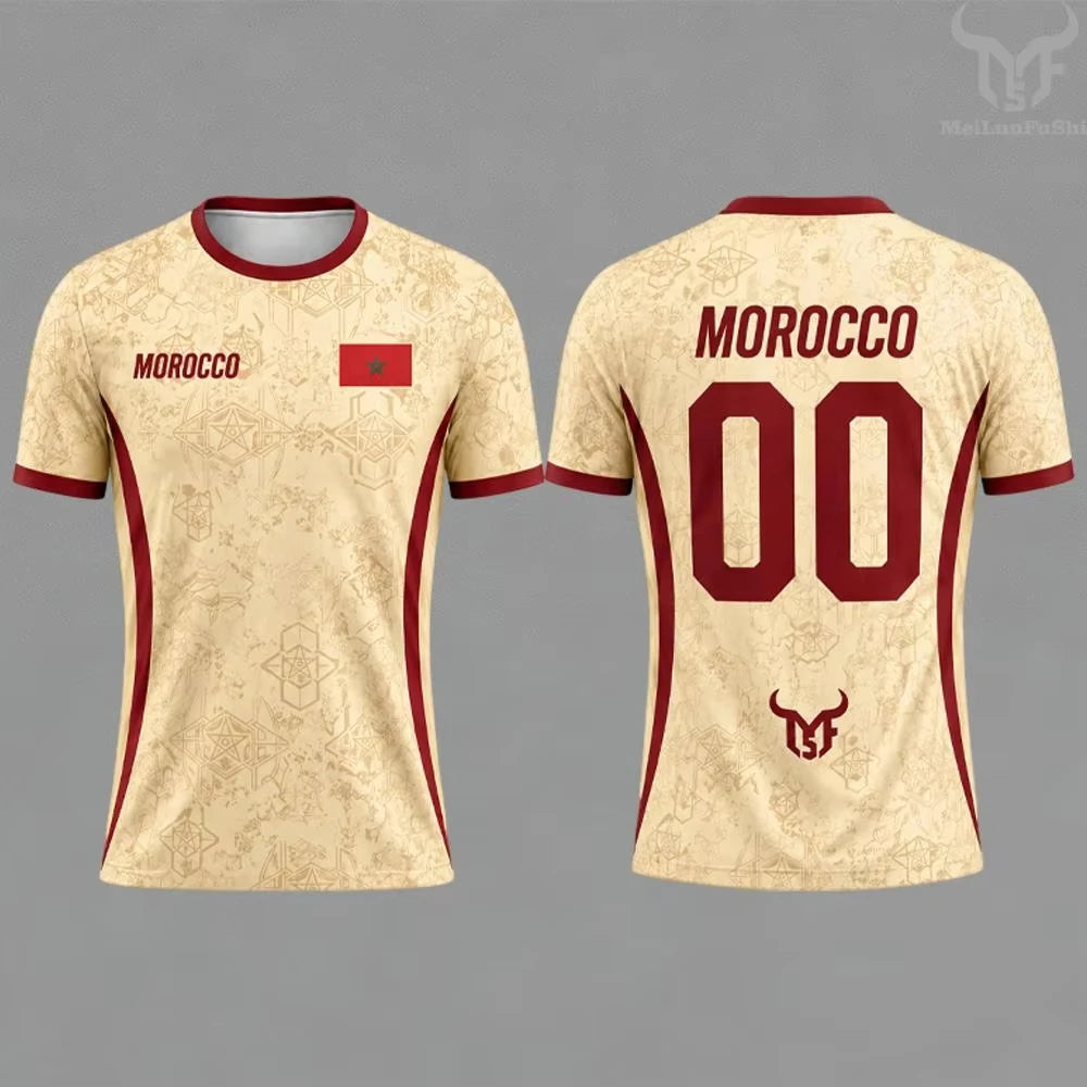 2026 Morocco Flag Print Jersey 3D Printed Breathable Quick Dry Family Style for Kids Adults Fashion Streetwear Sports Fitness