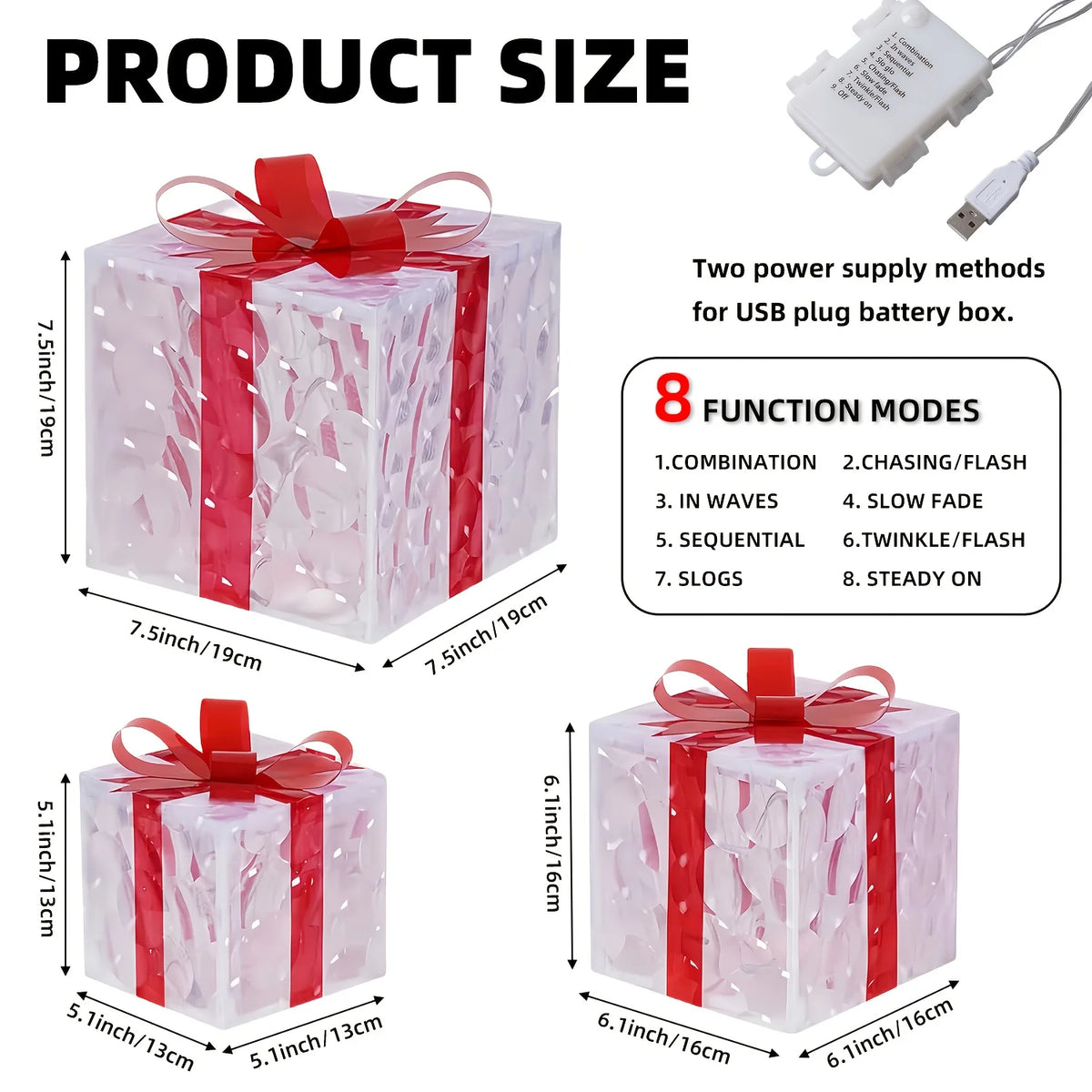 Set of 3 Christmas Lighted Gift Boxes Decorations Presents Boxes Christma Ornaments for Xmas Tree Yard Home Indoor Outdoor