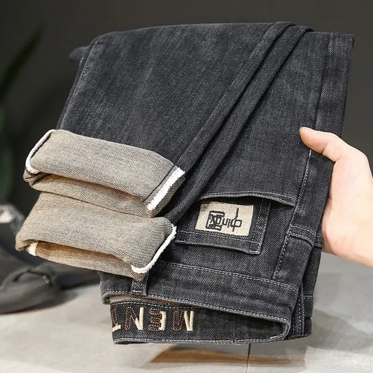 New Arrivals Men's Jeans High-end Brand Embroidery China Casual Slim Boyfriend Pants winter  Autumn Jeans Black Luxury Pants