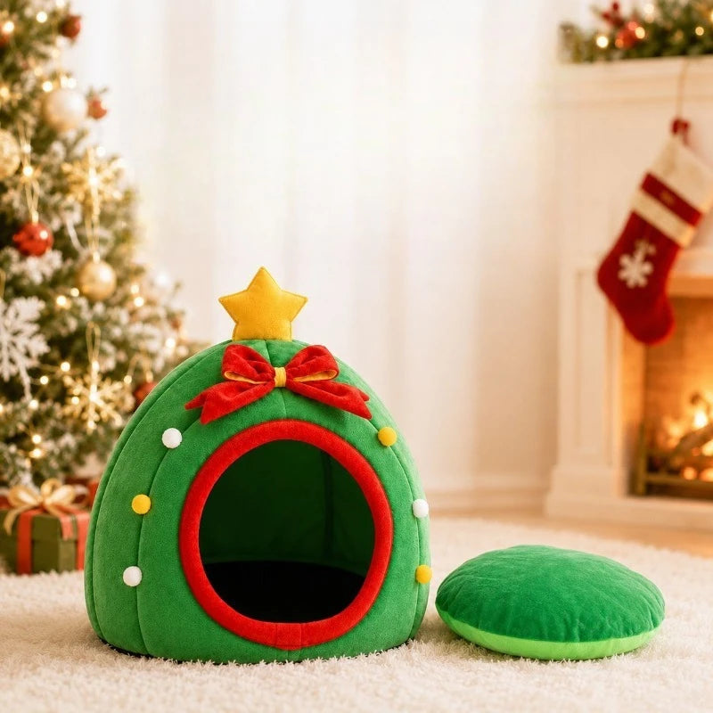 Sleeping in Autumn and Winter, Christmas Indoor Household Small Dog Litter, Cat Litter, Kennel Semi-closed, Safe and Warm