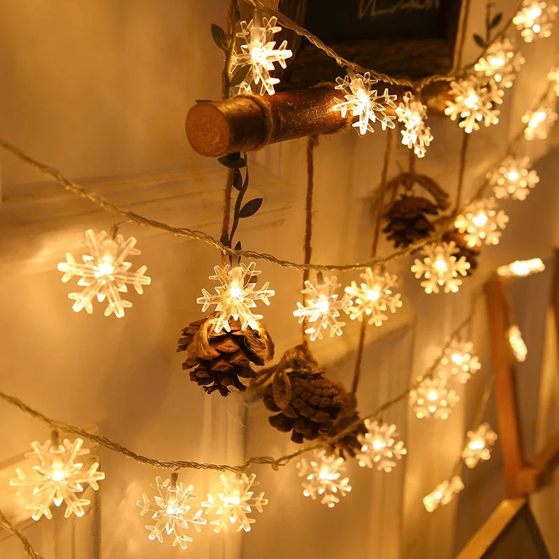 3m LED Snowflake Curtain Lights, Romantic Christmas Curtain String Lights, Fairy String Lights For Home Bedroom Indoor Decor
