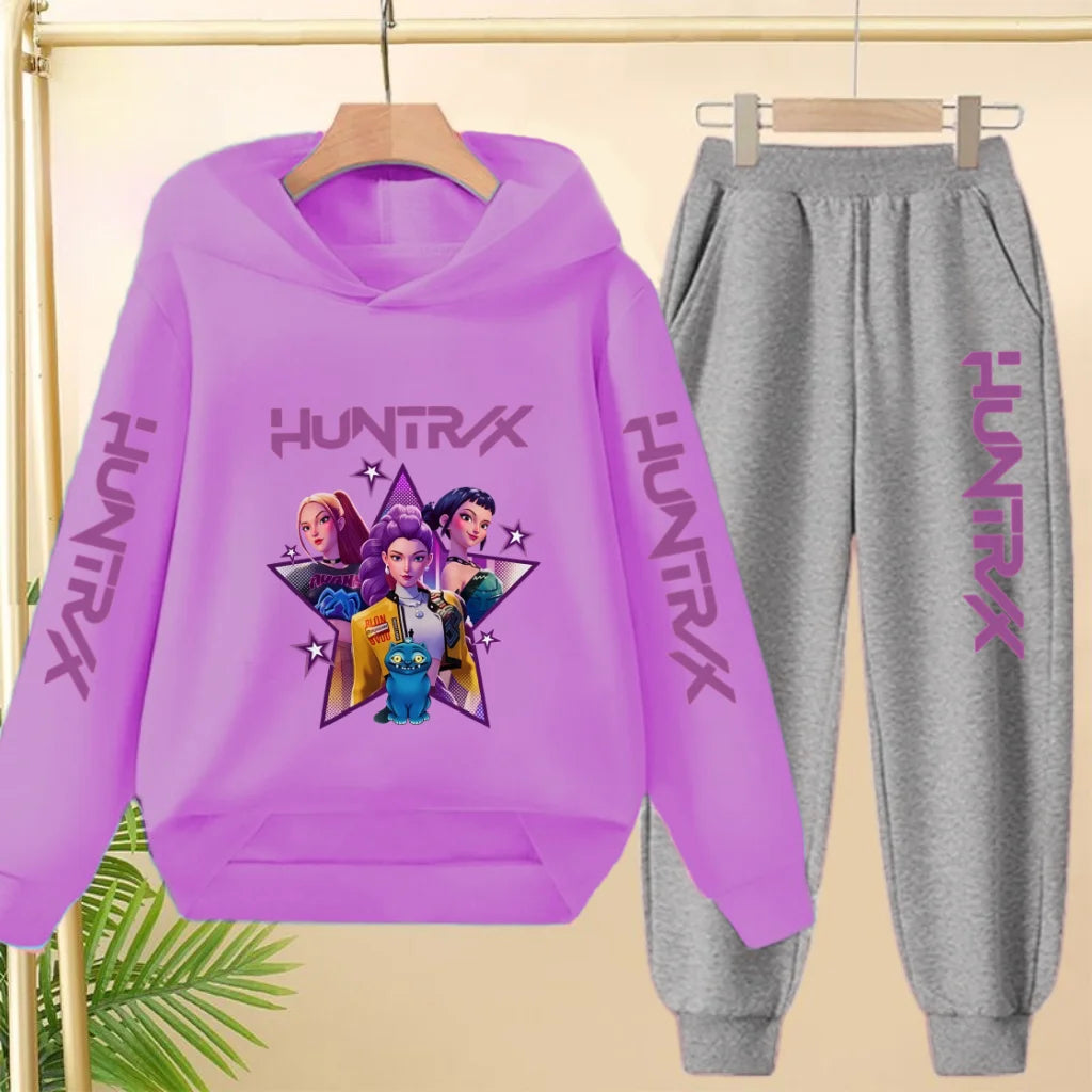 Kids Hot-selling Hoodie Golden Korean Wave Girl Group Cartoon Sweatshirts+Pants Boys Girls Toddler Sports Top 3-12Yrs Casual Set