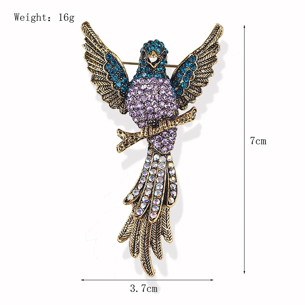ZAKOL Exquisite Full Crystal Luxury Hummingbird Brooches Badges for Women Men High-end Classic Animal Pins Buckles