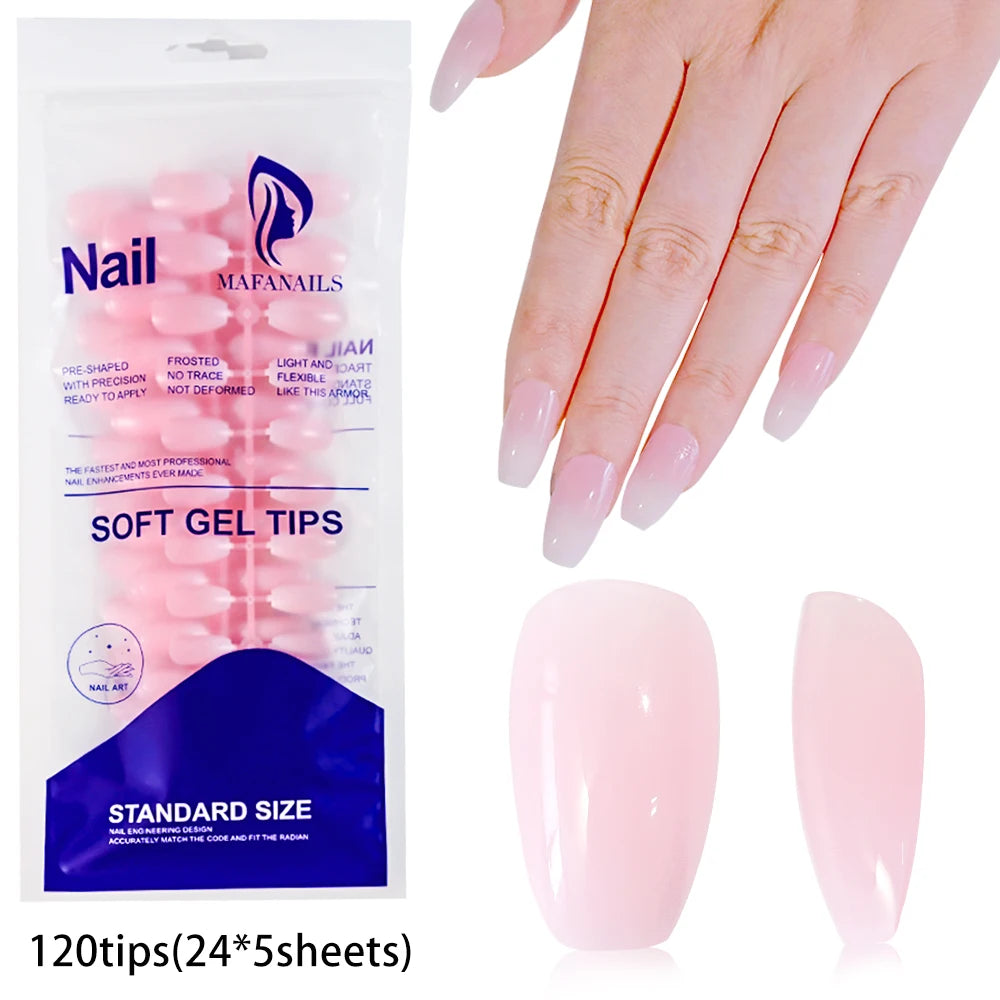 120Pcs Short Square French False Nails Acrylic Ballet Full Cover Fake Nail Tips Extension for Women Wearable Press on Nails