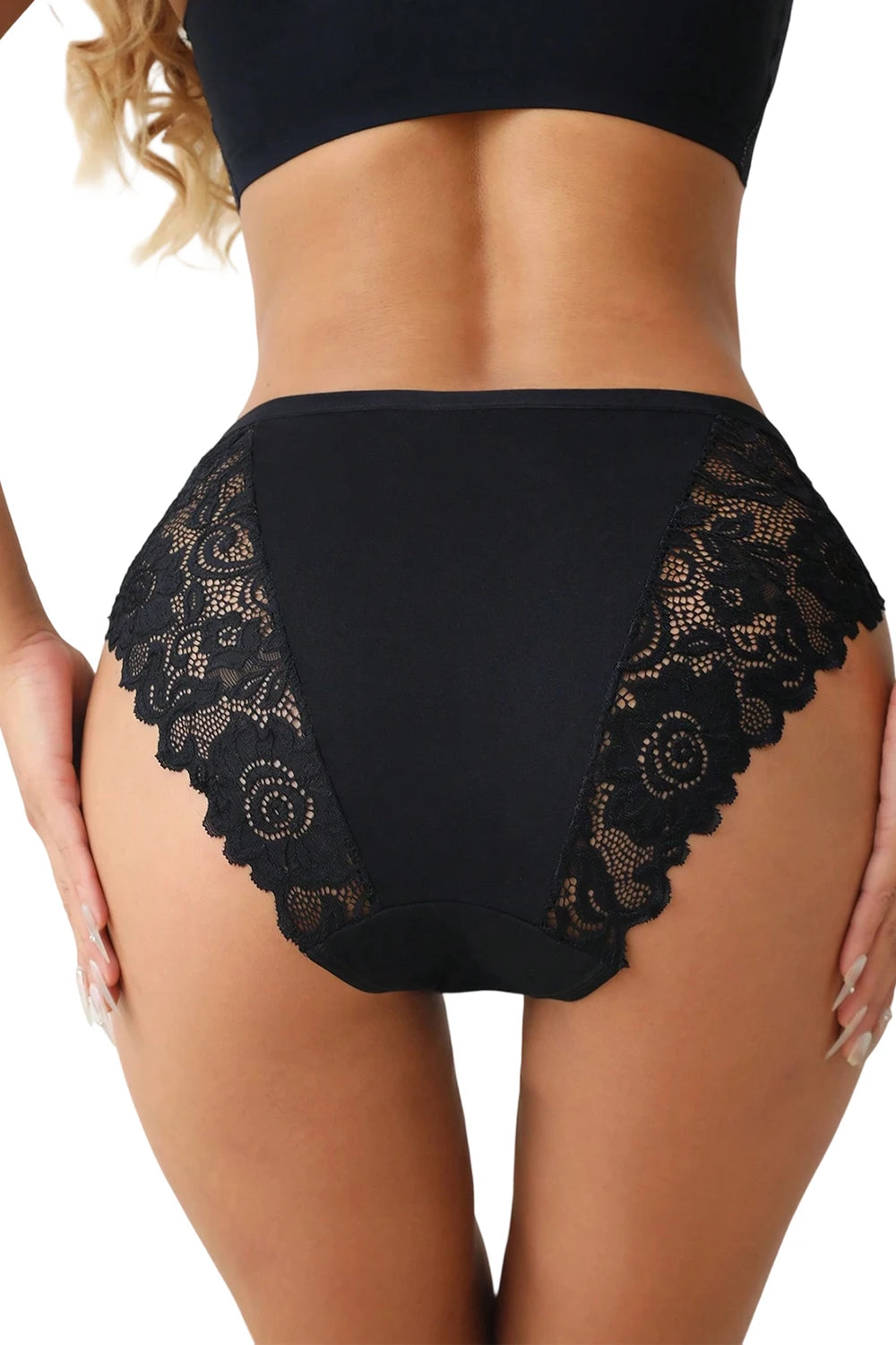 3PCS Women's Panties Sexy Hollow Out Flower Lace Cotton Splicing Briefs Comfort Lingerie Breathable Underpants Daily Wear