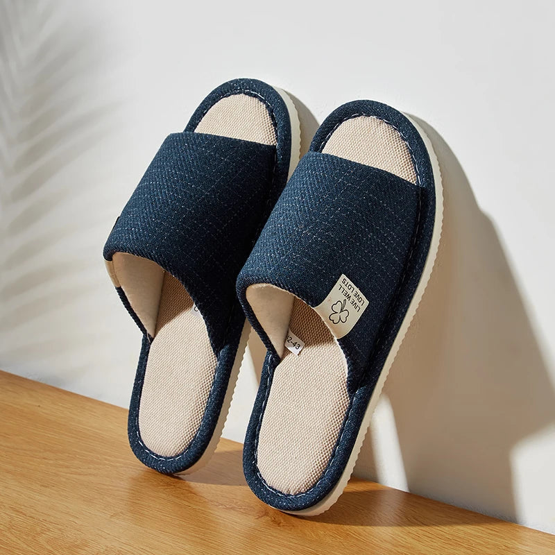 Men’s Indoor Hemp Cotton Slippers – EVA Sole Comfort Shoes (K293-A)