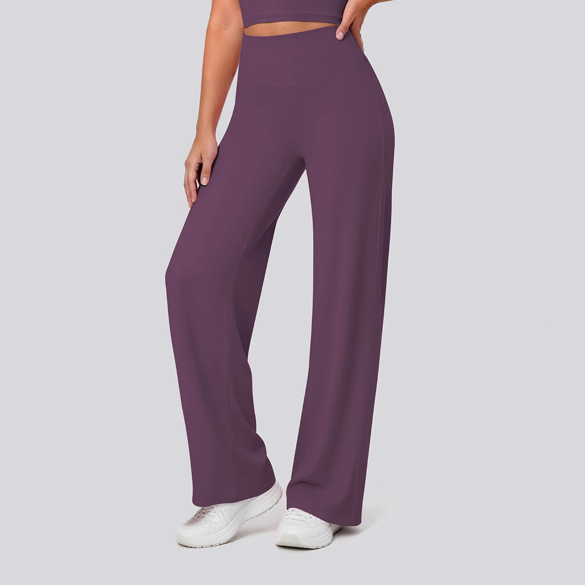 Rooftrellen Women's Sports Pants Bell-bottoms High Waisted Gym Loose Wide Leg Pants Solid Color Thin Fitness Sports Female Pants