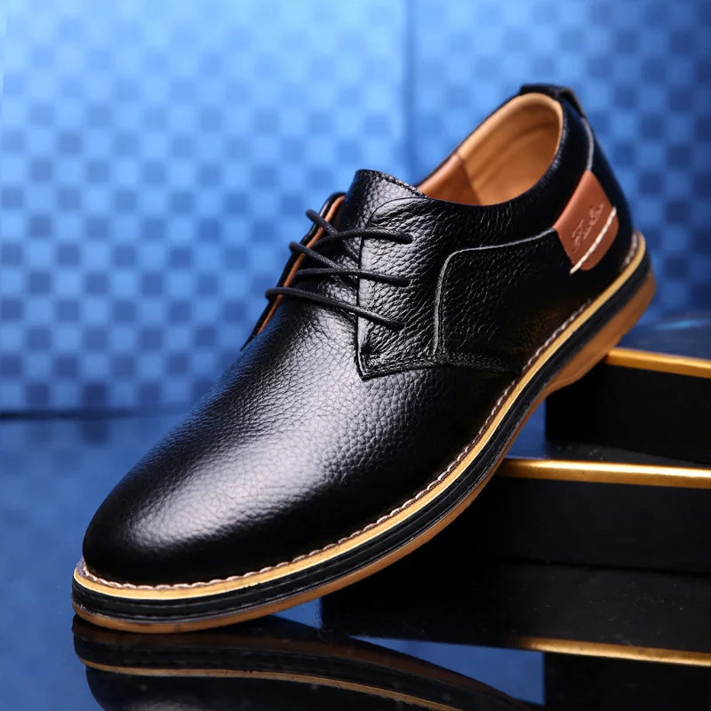 Men’s Genuine Leather Oxford Shoes – Casual Lace-Up Cow Leather (Zapatos Hombre)