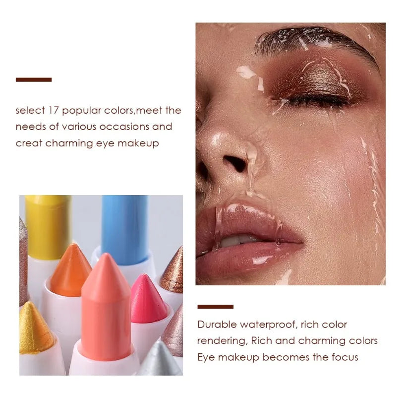 18colors Eyeshadow Stick Matte Shimmer Multi-color Waterproof High Pigmented Eyeshadow Pencil Crayon Makeup Tool Eye Cosmetics
