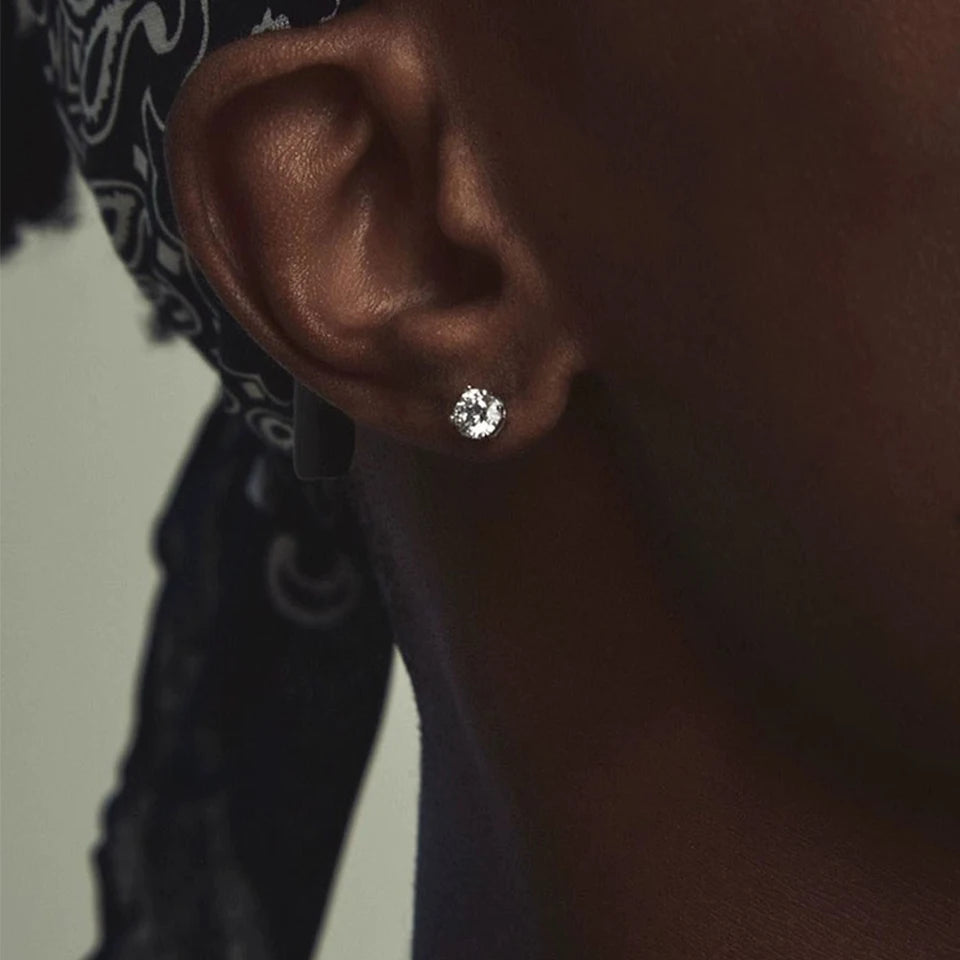 ZAKOL Crystal CZ Strong Magnetic Ear Stud Clip Earrings for Men Women Punk Round Zircon Magnet Earrings Non Piercing Jewelry