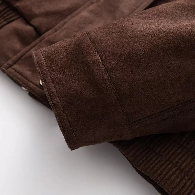 Vintage Women Leather Jacket 2026 New Autumn Winter Solid Zipper Lapel Collar Short Coat Long Sleeve Pockets Fashion Outerwear