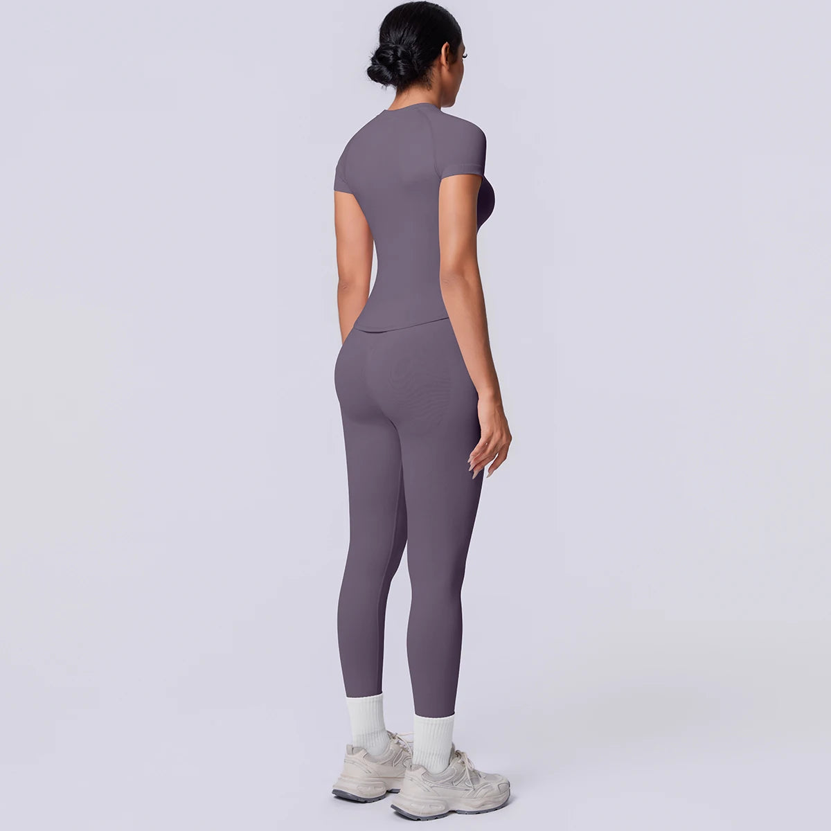 Rooftrellen New 2PCS/set Yoga Set Summer Quick Drying Fitness Sports Workout Top T-Shirt High Stretch Seamless Yoga Leggings Set