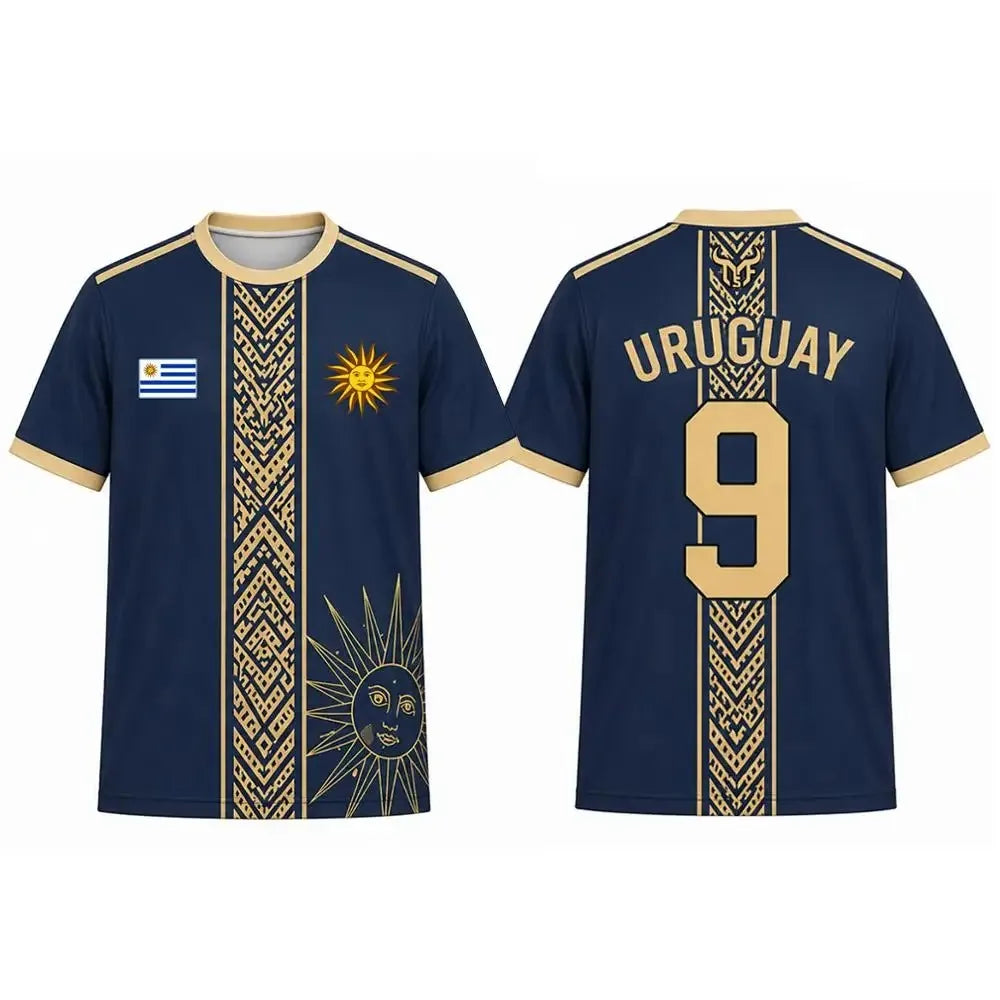 Uruguay Flag Pattern Soccer T Shirt 3D Printed Breathable Quick Dry Family Style for Kids Adults Outdoor Training Sports Fitness