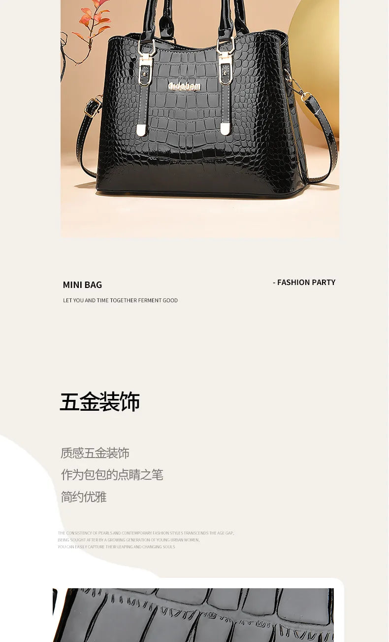 Luxury Bright Leather Handbags Designer Crossbody Bags for Women New Large Capacity Exquisite Ladies Shoulder Messenger Bag