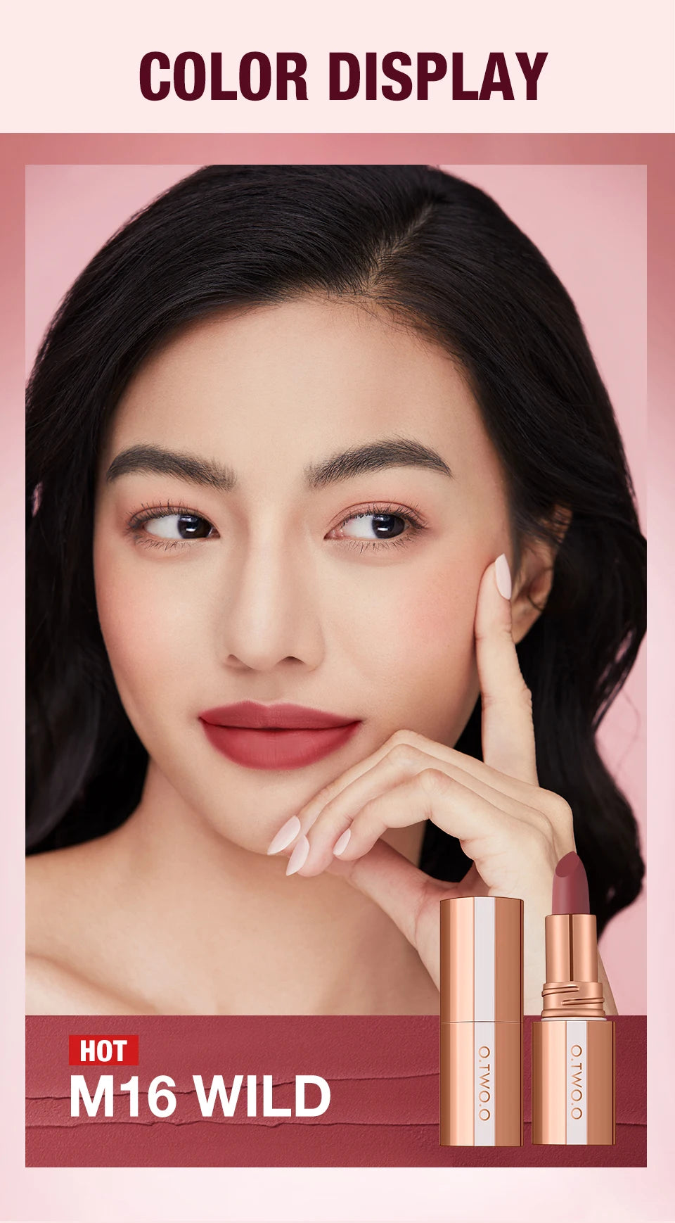 O.TWO.O Matte Lipstick Lip Tint 14 Colors Waterproof Long Lasting Non-transfer Smooth Highly Pigmented Velvet Lip Sticks Makeup