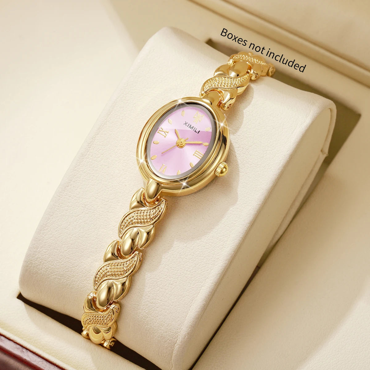 Luxury Gold Oval Women Quartz Watch Roma Dial Metal Bracelet Elegant Ladies Dress Wristwatch Clock Relogio Feminino（Without Box）
