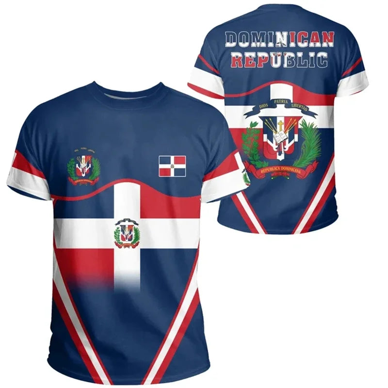 DOMINICAN REPUBLIC Flag 3D Print Sports Quick-dry Breathable Men T-shirt Outdoor Football Jersey Team Short-sleeve Top Clothing