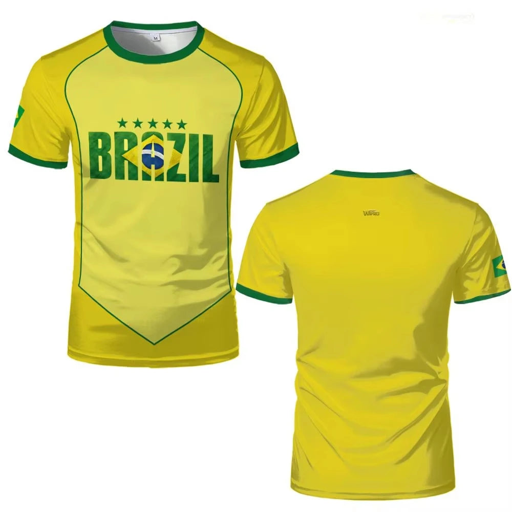 2026 Men s Summer Soccer Jersey Featuring Brazil Flag Pattern Breathable Quick Dry Family Style for Kids Adults Outdoor Training
