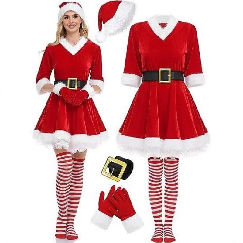 Santa Claus Costume Stage Costume Christmas Clothing Adult Women's Clothing Festive Party Dress Up