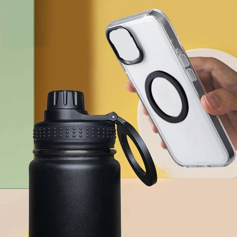 750ml Stainless Steel Vacuum Insulated Water Bottle with Magnetic Phone Holder
