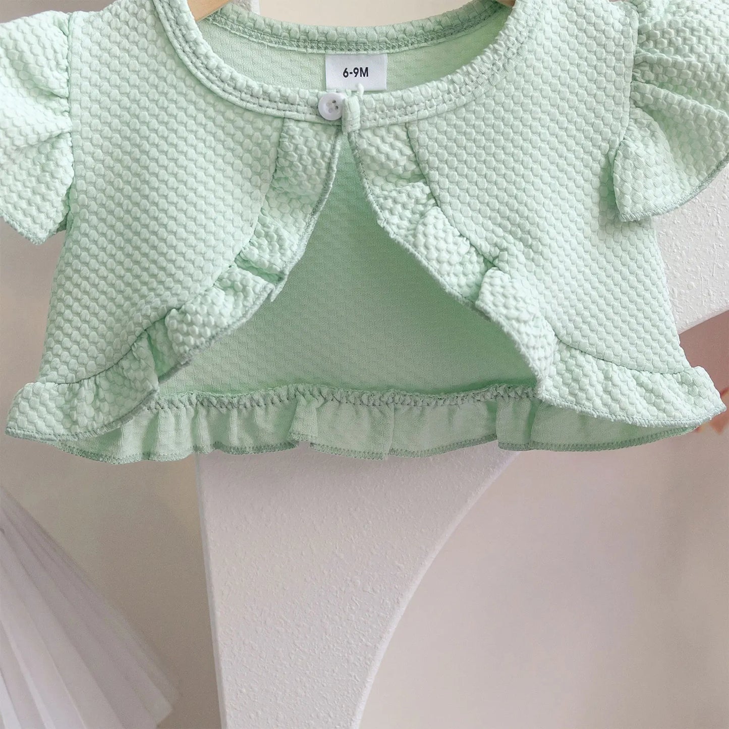 Baby Girl Sweet Summer Cardigan Bolero Jacket Short Fly Sleeve Ruffled Coat Outerwear Toddler Clothes for Wedding Birthday Party