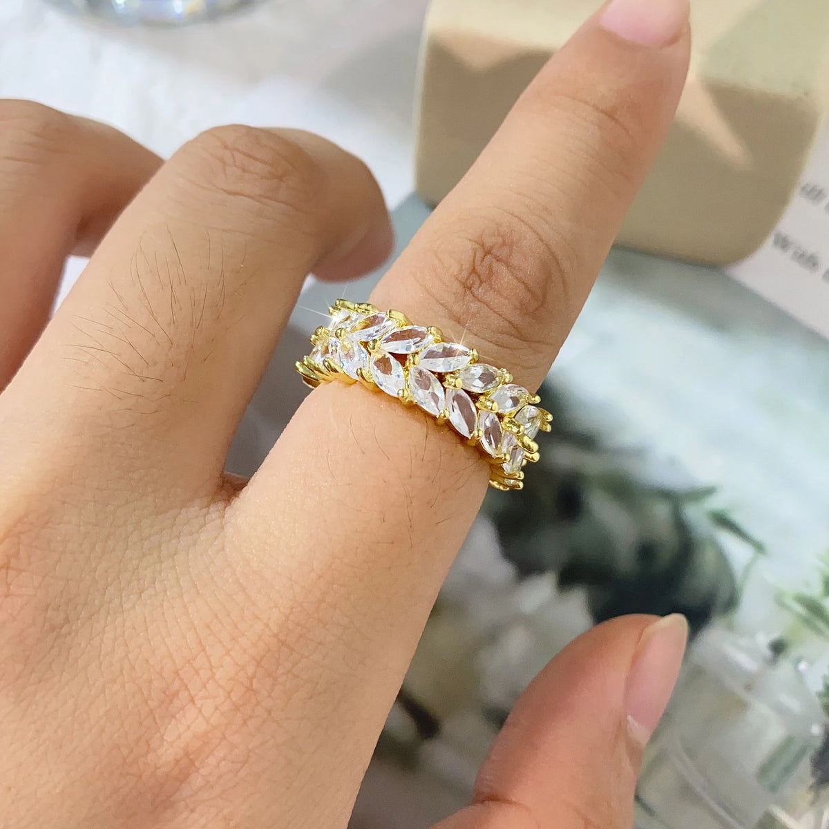 Classic Cubic Zirconia Engagement Rings for Women Luxury 18K Gold Color Plated Wedding Party Jewelry