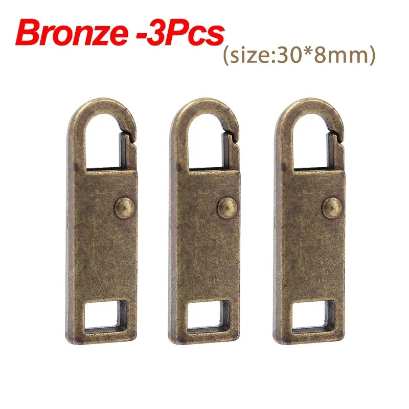 10/1PCS Universal Metal Zipper Pull Replacement Instant Repair Kit Detachable Luggage Purses Clothing Zipper Slider Puller Tools