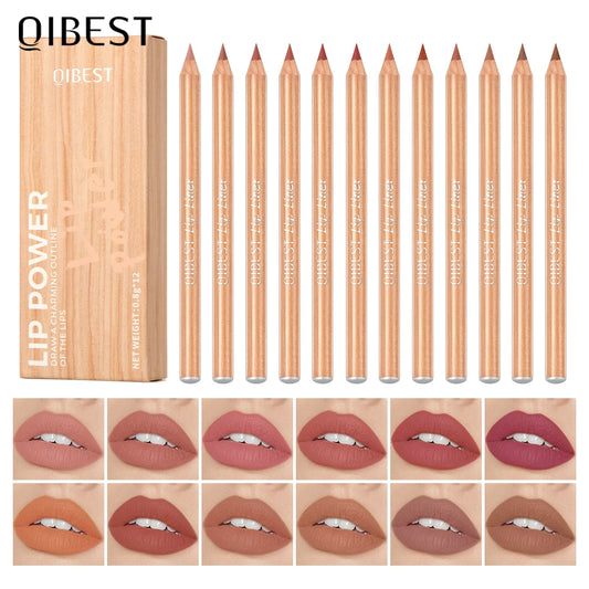 QIBEST Lip Liner Pencil Contour Matte Lipstick Pens Smudge Proof Silky Lipliner Not Easy Fade Outline Sculpt Lipliner Makeup Set