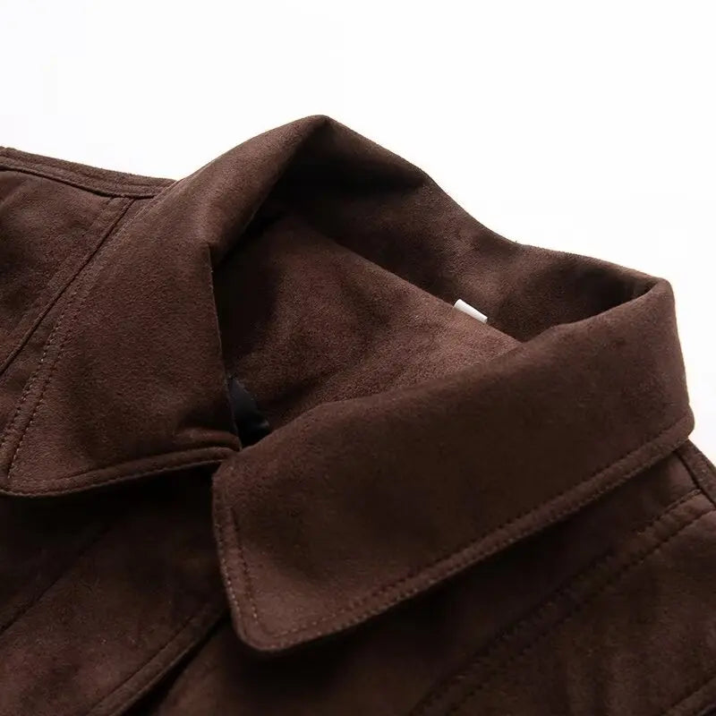 Vintage Women Leather Jacket 2026 New Autumn Winter Solid Zipper Lapel Collar Short Coat Long Sleeve Pockets Fashion Outerwear