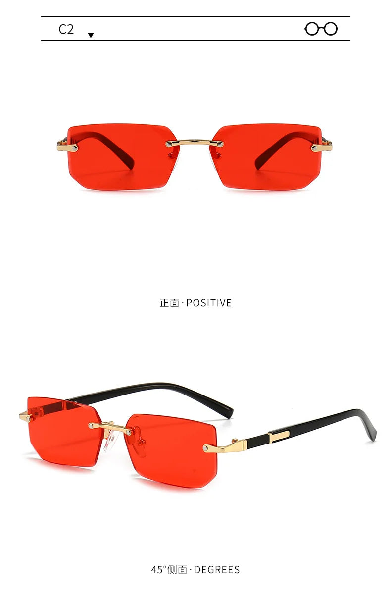 Rimless Rectangle Fashion Sunglasses نظارات شمسية مستطيلة بدون إطار
