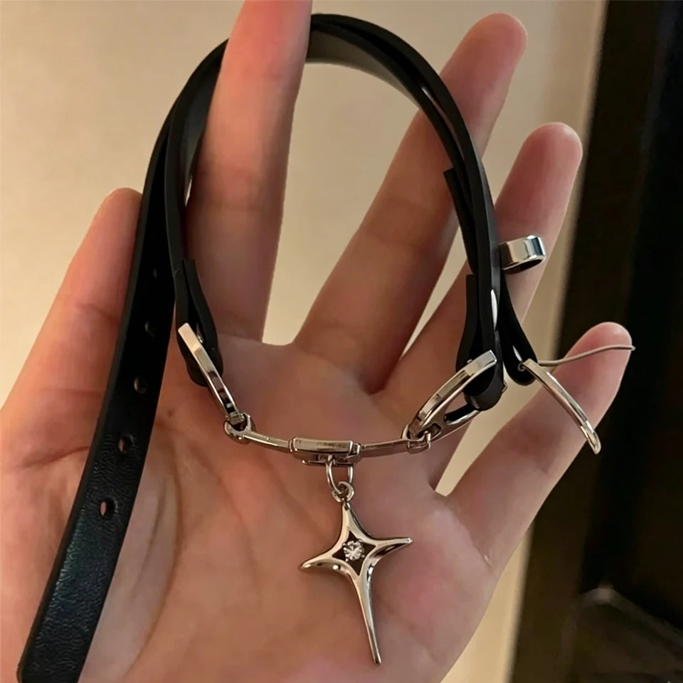 ZAKOL Y2K Trendy Charm PU Leather Sexy Choker Vintage Necklaces for Women Sweet Cool Girls Goth Choker Jewelry Accessories Gift