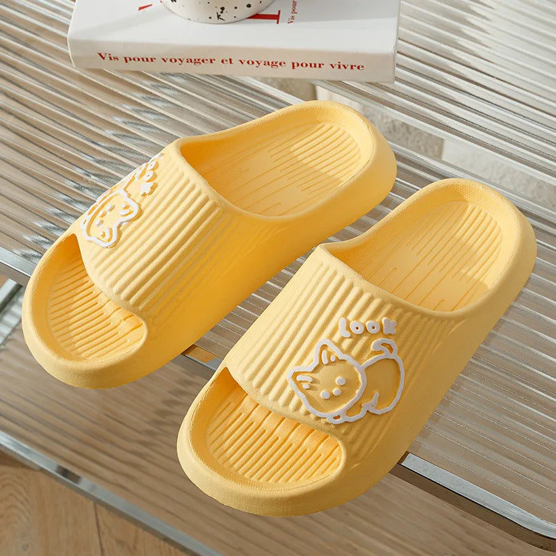 Fashion Cat Women Slippers Indoor Cute Cartoon Unisex Slides Bathroom No-Slip Light Sandals Family Soft Lovely Home Shoes
