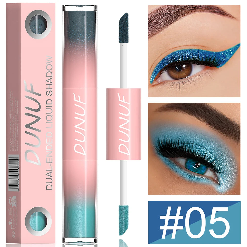 Double-head Punk Metallic Liquid Eyeshadow Stick Dark Glitter Matte Sequins Bicolor Shimmer Eyes Makeup Cream Pencil Waterproof