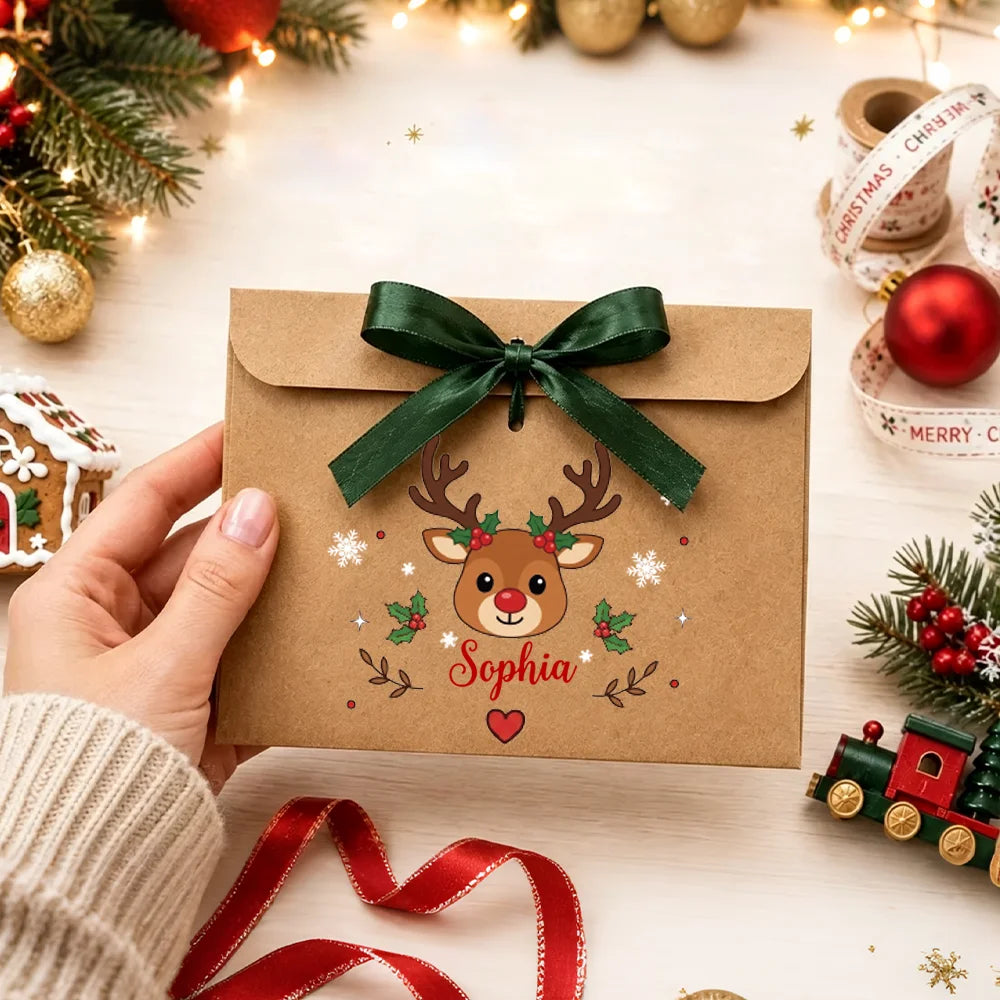 12 Snowman/Santa Kraft Money Voucher Envelopes with Ribbon, Christmas Stocking Stuffers, Christmas Gifts for Kids/Family/Friends